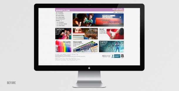 Bookbyte’s website BEFORE the redesign and repositioning