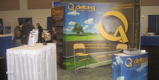 Delta-Q’s trade show display BEFORE the redesign and repositioning