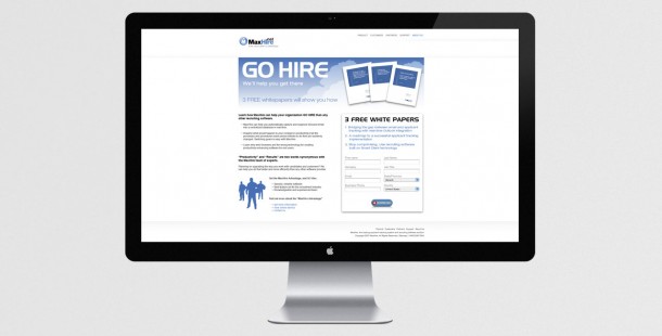 The “Go Hire” campaign email directed leads to MaxHire’s white paper landing page