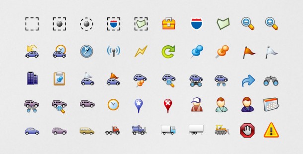 Some of the icon sets developed for the new interface.